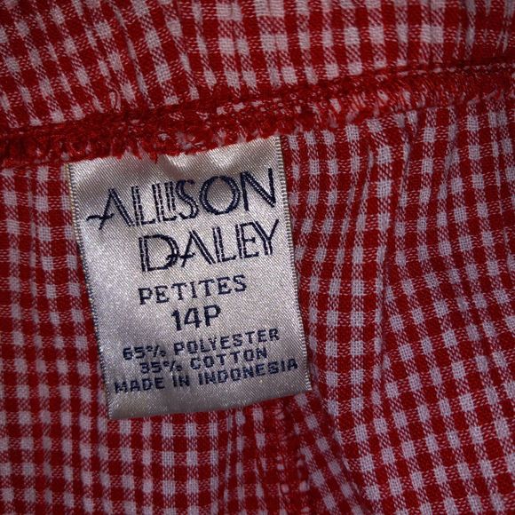 Allison Daley Crop Pants Size 14P Petite Gingham Check Red White Pull On - Picture 4 of 7